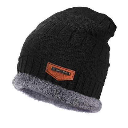 Black Winter Hat and Scarf Set Warm Fleece Lined Beanie unisex