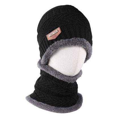 Black Winter Hat and Scarf Set Warm Fleece Lined Beanie unisex