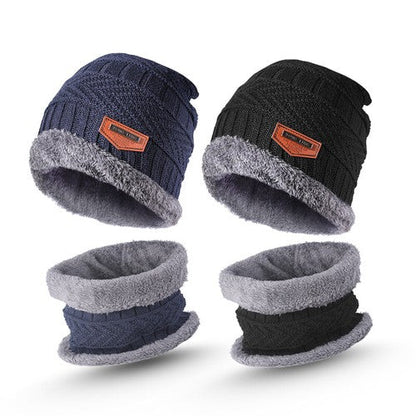 Black Winter Hat and Scarf Set Warm Fleece Lined Beanie unisex