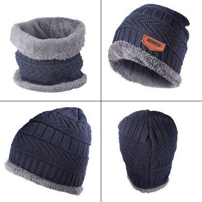 Black Winter Hat and Scarf Set Warm Fleece Lined Beanie unisex