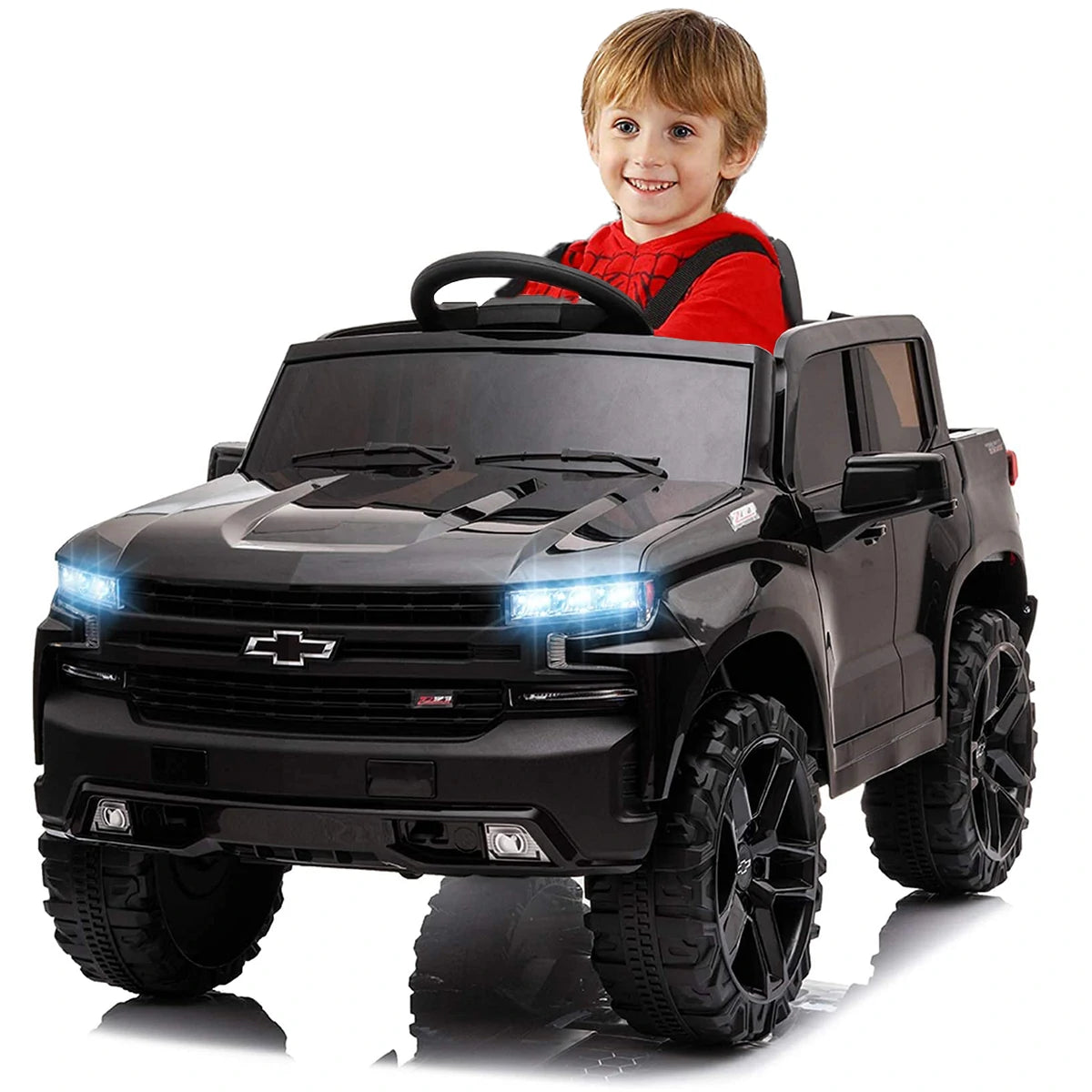 Funtok RS03 12V Powered Kids Electric Ride on Car Truck Safety Lock bluetooth Music LED Lights with Remote Control Car Toy Gifts