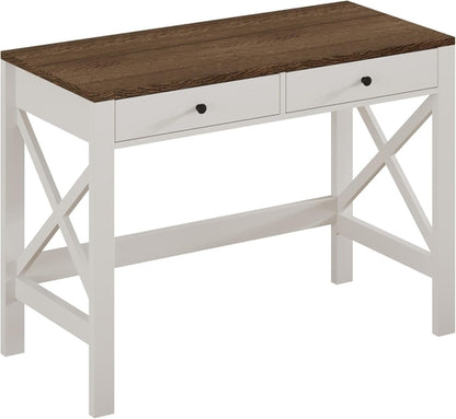 Farmhouse Desk 39&quot; Computer Desk with Drawers, Small Study Writing