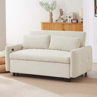 57.48" Pull-out Sofa Bed Convertible Couch 2 Seat Loveseat Sofa Modern