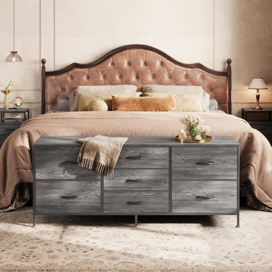 Dresser for Bedroom, 55 Inch Dresser TV Stand for 43, 55, 60 Inch TV,