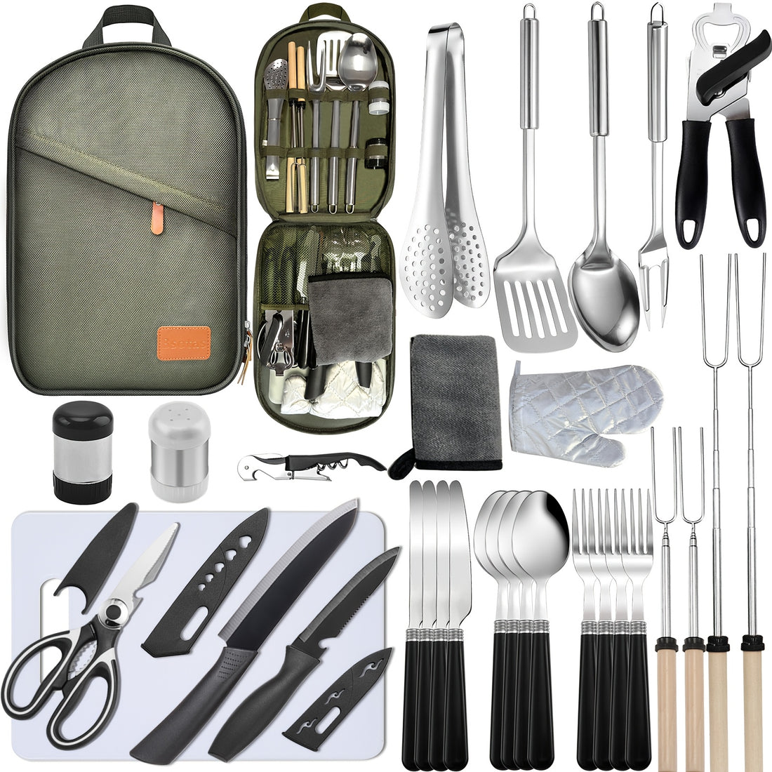 Portable Camping Kitchen Utensil Set, 31pcs