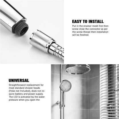 Automatically Color-Changing LED Rainfall Shower Head - 1pc Water Saving Showerhead with Temperature Sensor - Bathroom Accessories