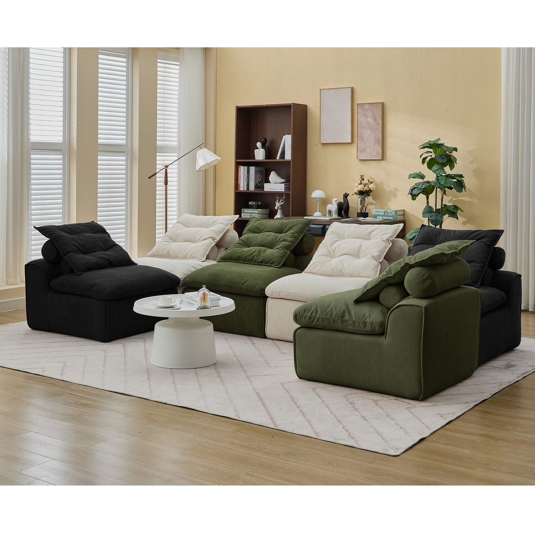 Modular Sofa,No Armrests,At will DIY,Corduroy ,Neck Pillow-Back Lounge