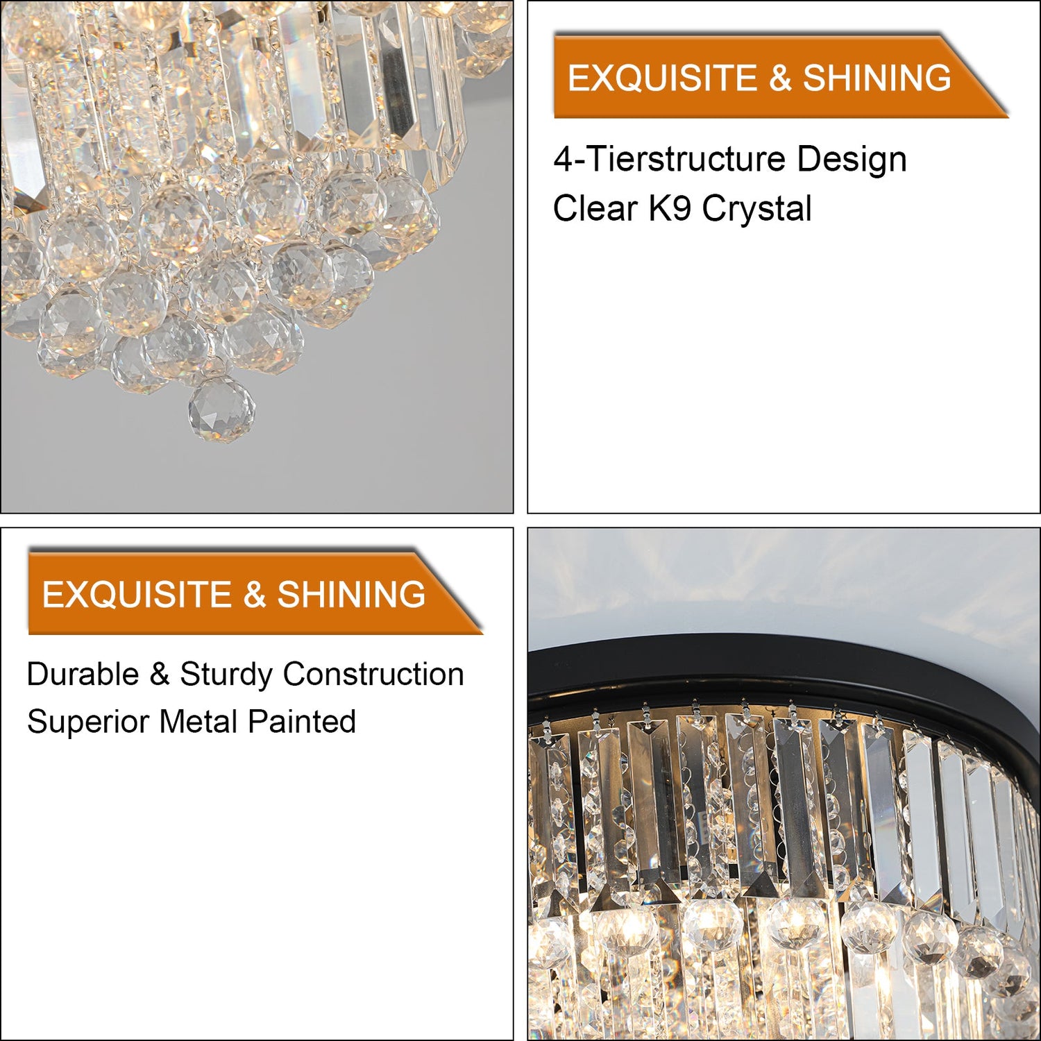 Black luxury modern style crystal lights, large ceiling chandeliers,