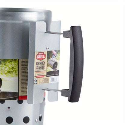 Expert Grill Chimney Starter with Safety Handle for Grilling, Silver