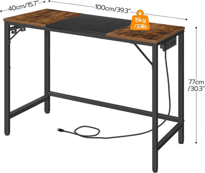 Computer Desk, Home Office Desk with Power Outlet, Modern Study