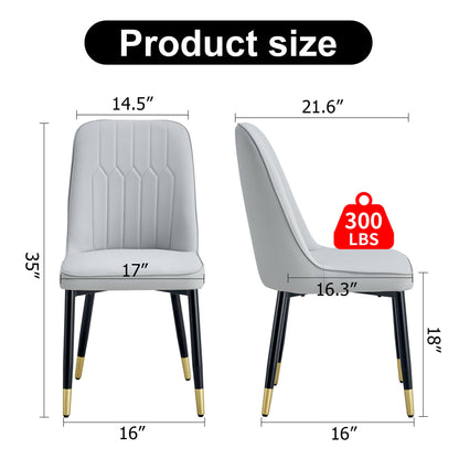 Light gray dining chairs and living room chairs. PU material and metal