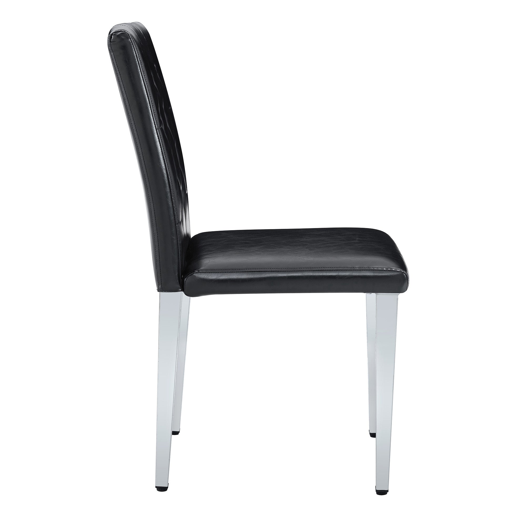 4-pack black PU dining chairs: ergonomic buckle backrest, 35 inches