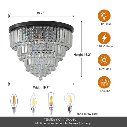 Black luxury modern style crystal lights, large ceiling chandeliers,