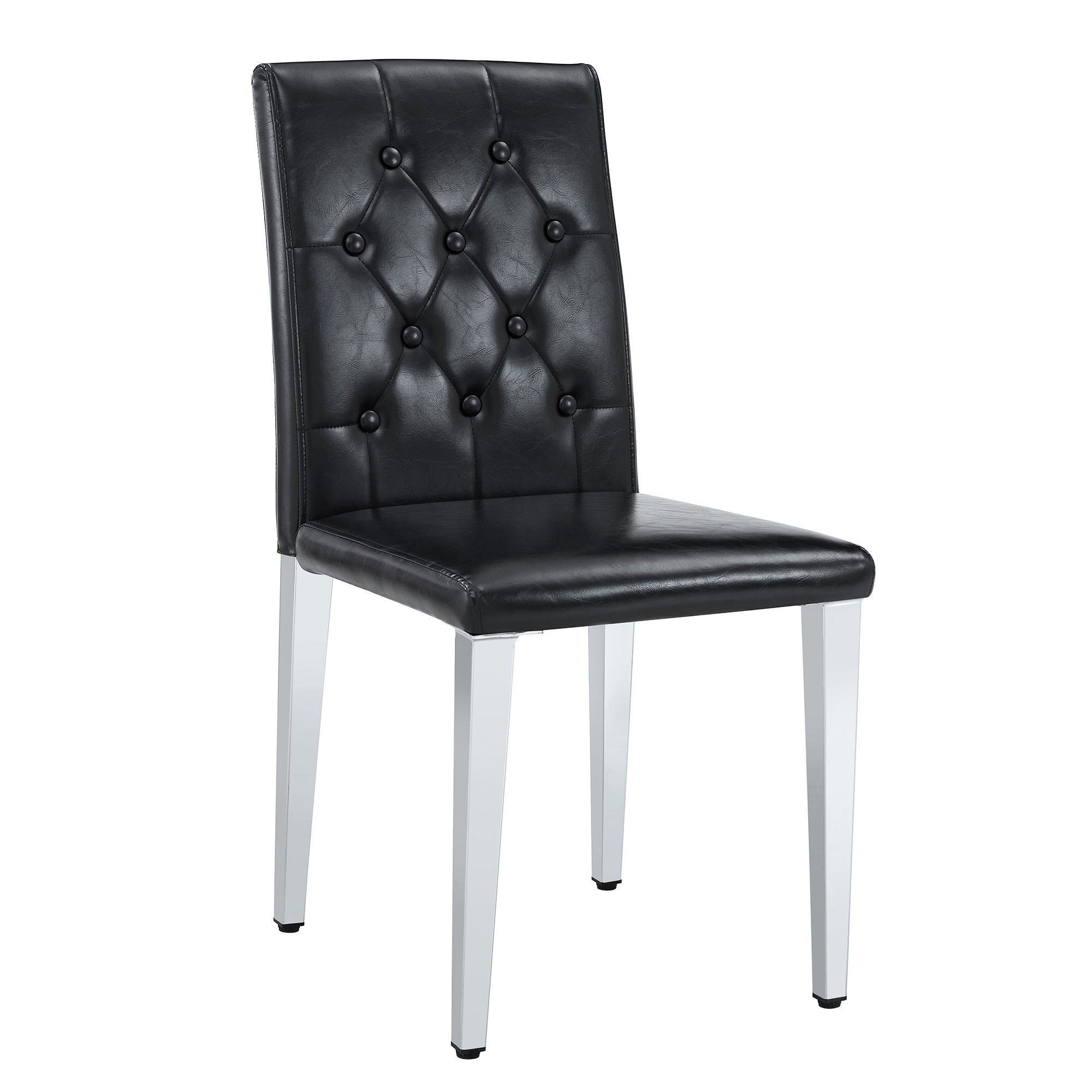 4-pack black PU dining chairs: ergonomic buckle backrest, 35 inches