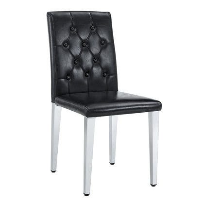 4-pack black PU dining chairs: ergonomic buckle backrest, 35 inches