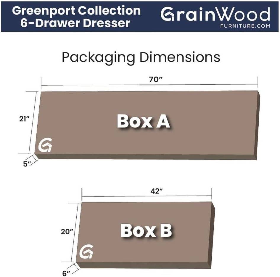Greenport 6-Drawer Bedroom Dresser, Solid Wood with a Brushed White