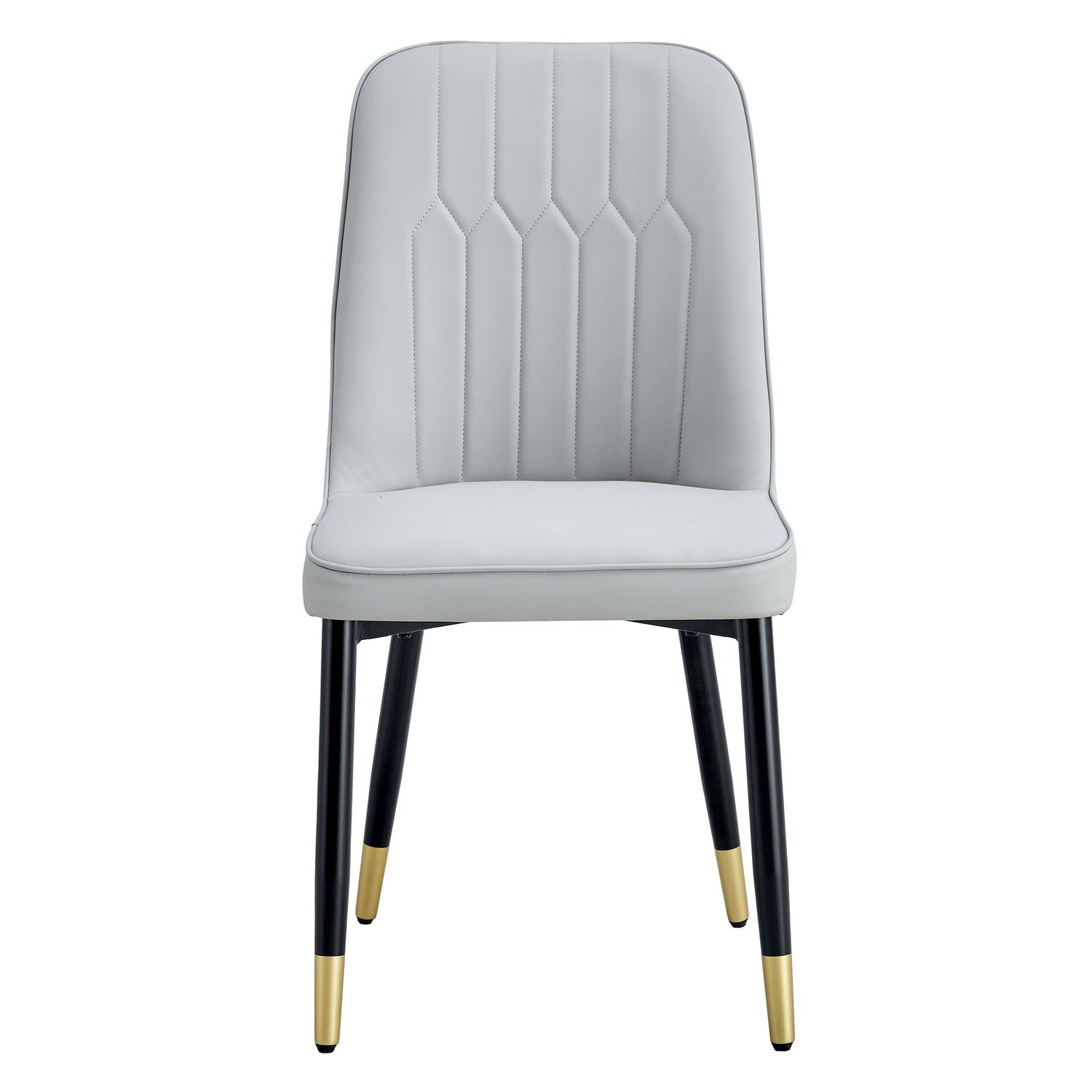 Light gray dining chairs and living room chairs. PU material and metal
