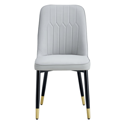 Light gray dining chairs and living room chairs. PU material and metal