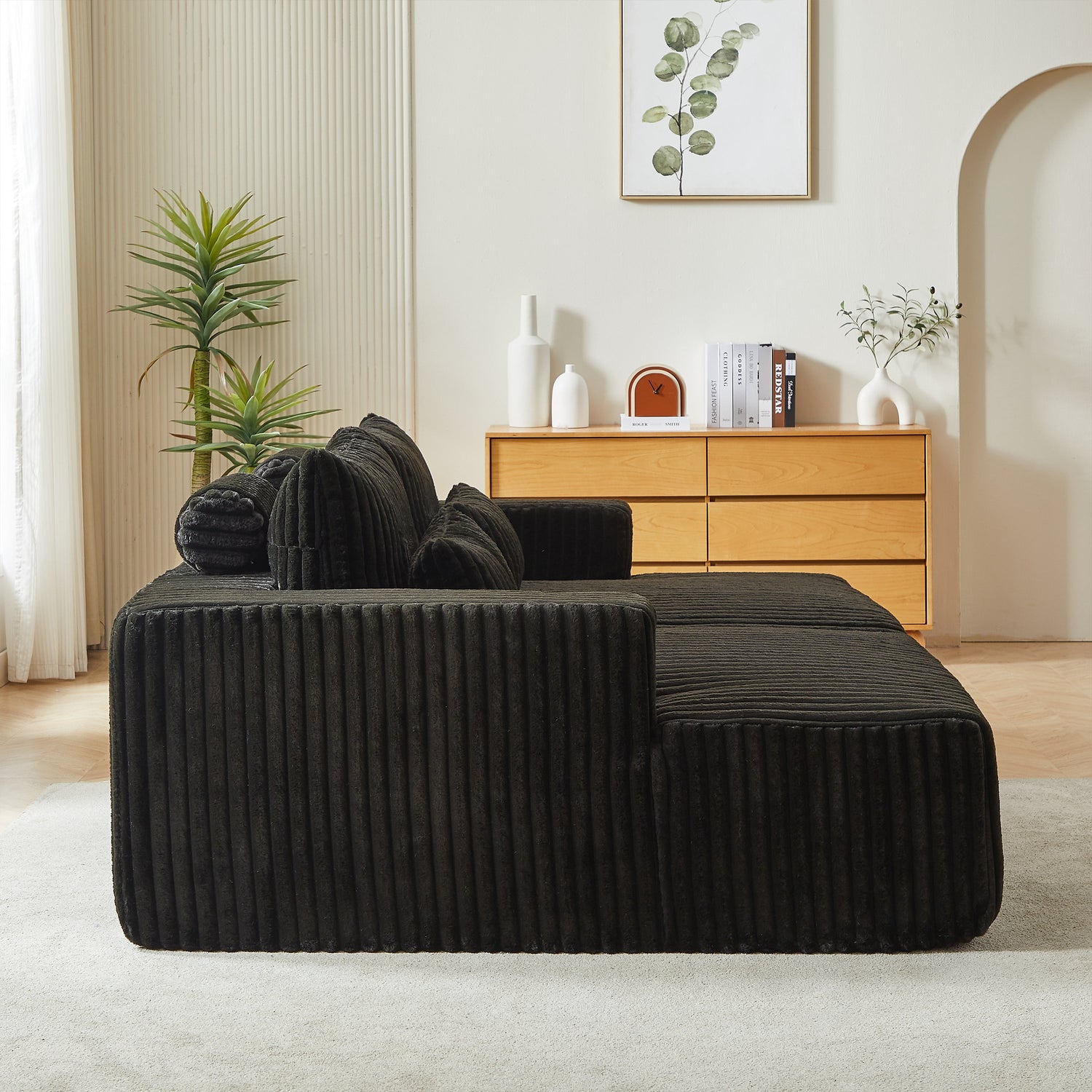 87" Oversized Sectional Lounge Chaise ,No Assembly Required,Cloud