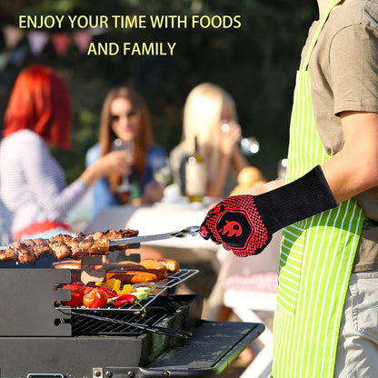 Heat Resistant Silicone BBQ Grilling Gloves, 2 pack