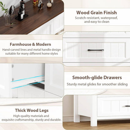 Farmhouse Dresser 6 Drawer Dresser for Bedroom, Large Wooden Dressers