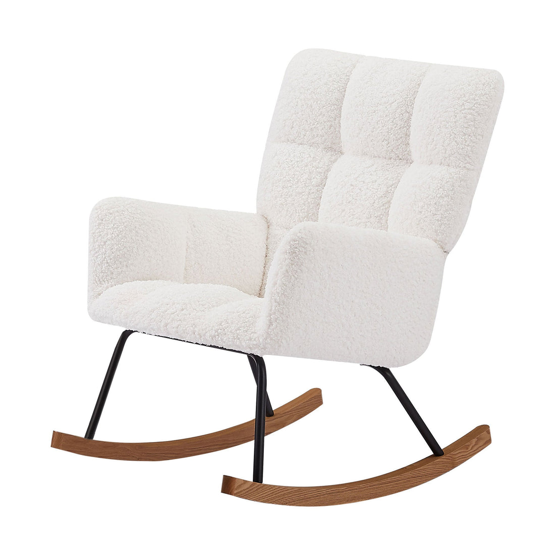 Comfy Upholstered Lounge Chair Rocking Chair with High Backrest, for