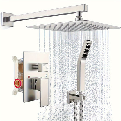 [Complete Matte Black Shower System] Shower Faucet Set Matte Black Shower System, Shower Faucet with Rain Shower Head and Handheld, Shower Faucets Sets Complete Shower Combo Set Rough-in Valve and Trim Kit Included