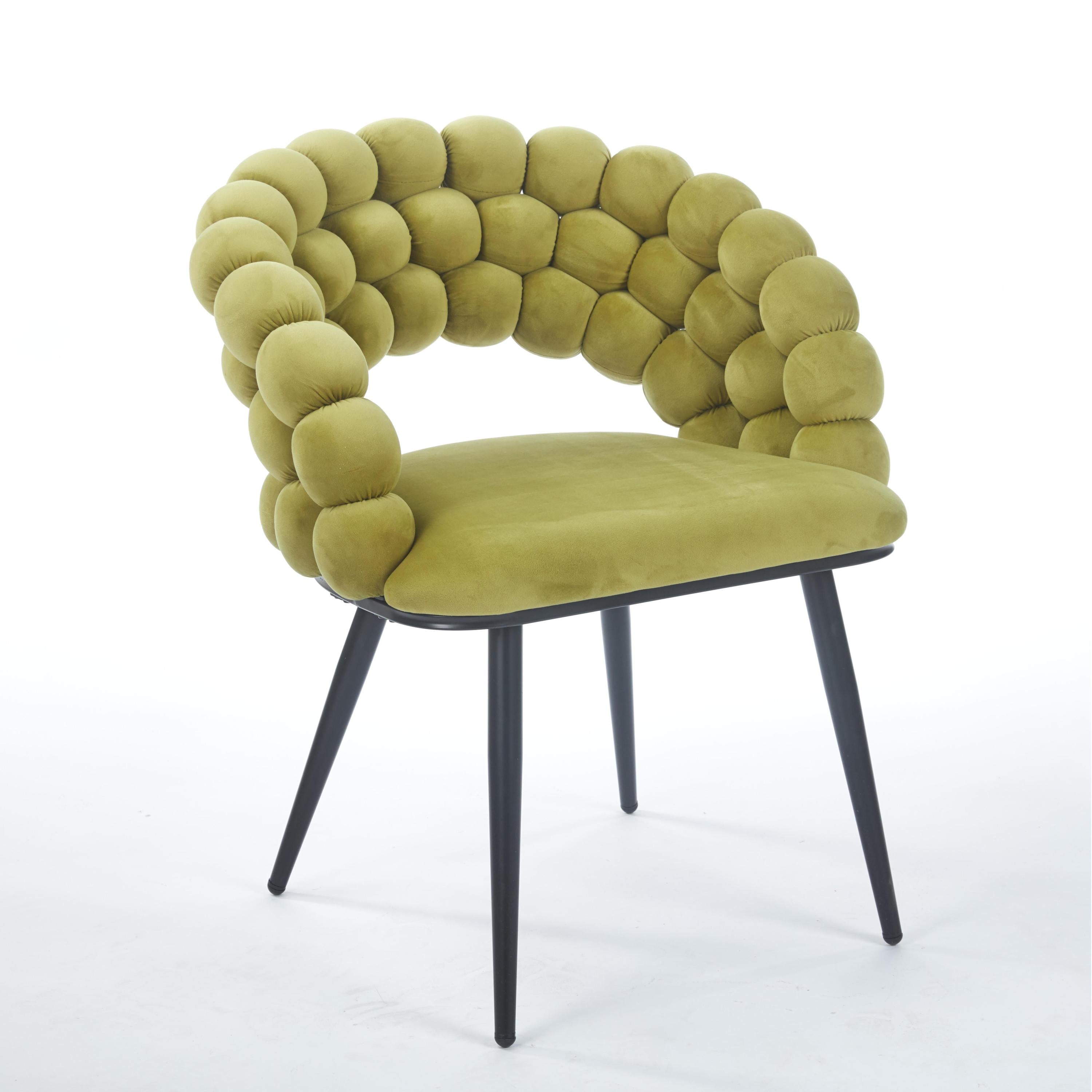 Green Modern chair(set of 2 ) with golden color iron tube legs,  soft