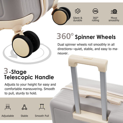 Luggage Set 3 Piece, Lightweight Durable ABS Suitcases with Spinner