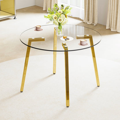 Modern minimalist style circular transparent tempered glass table,