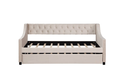Daybed with Trundle Upholstered Tufted Sofa Bed, with Button and