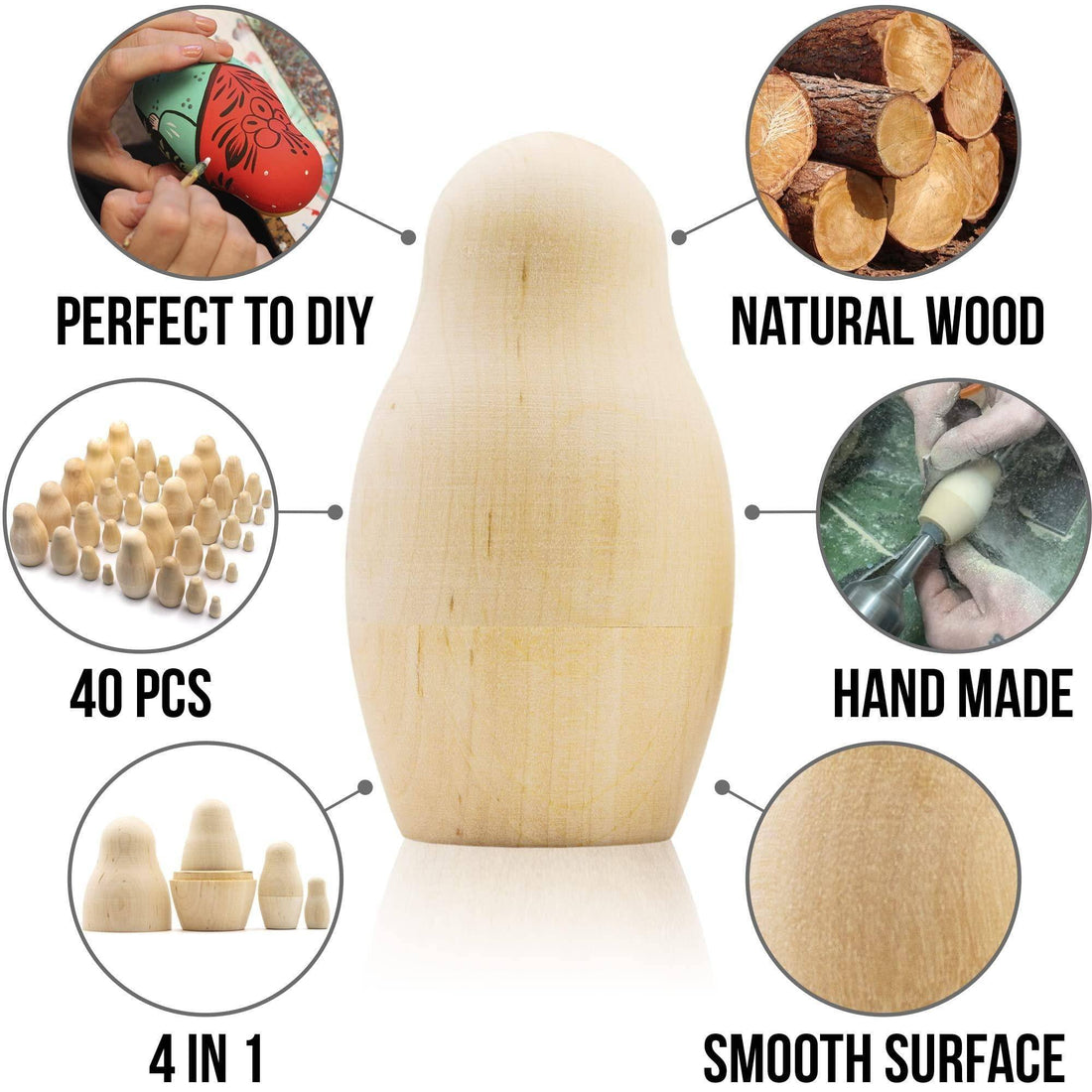 AEVVV Blank Nesting Dolls Lot of 5 Sets by 4 pcs   Blank Russian