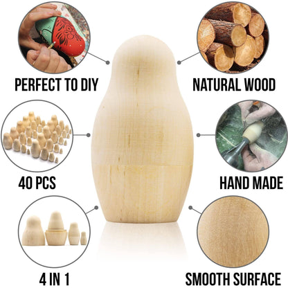 AEVVV Blank Nesting Dolls Lot of 5 Sets by 4 pcs   Blank Russian