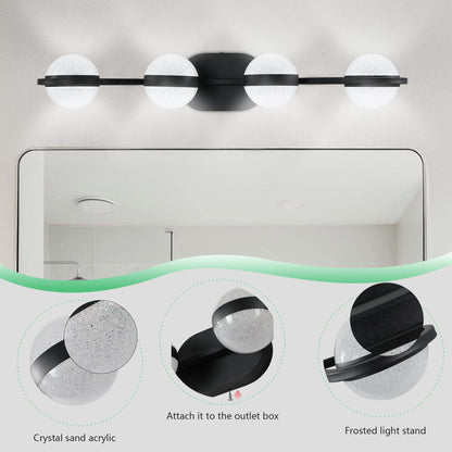 Modern Minimalist Bathroom Vanity Light, LED 4 Bulb Frosted Glass
