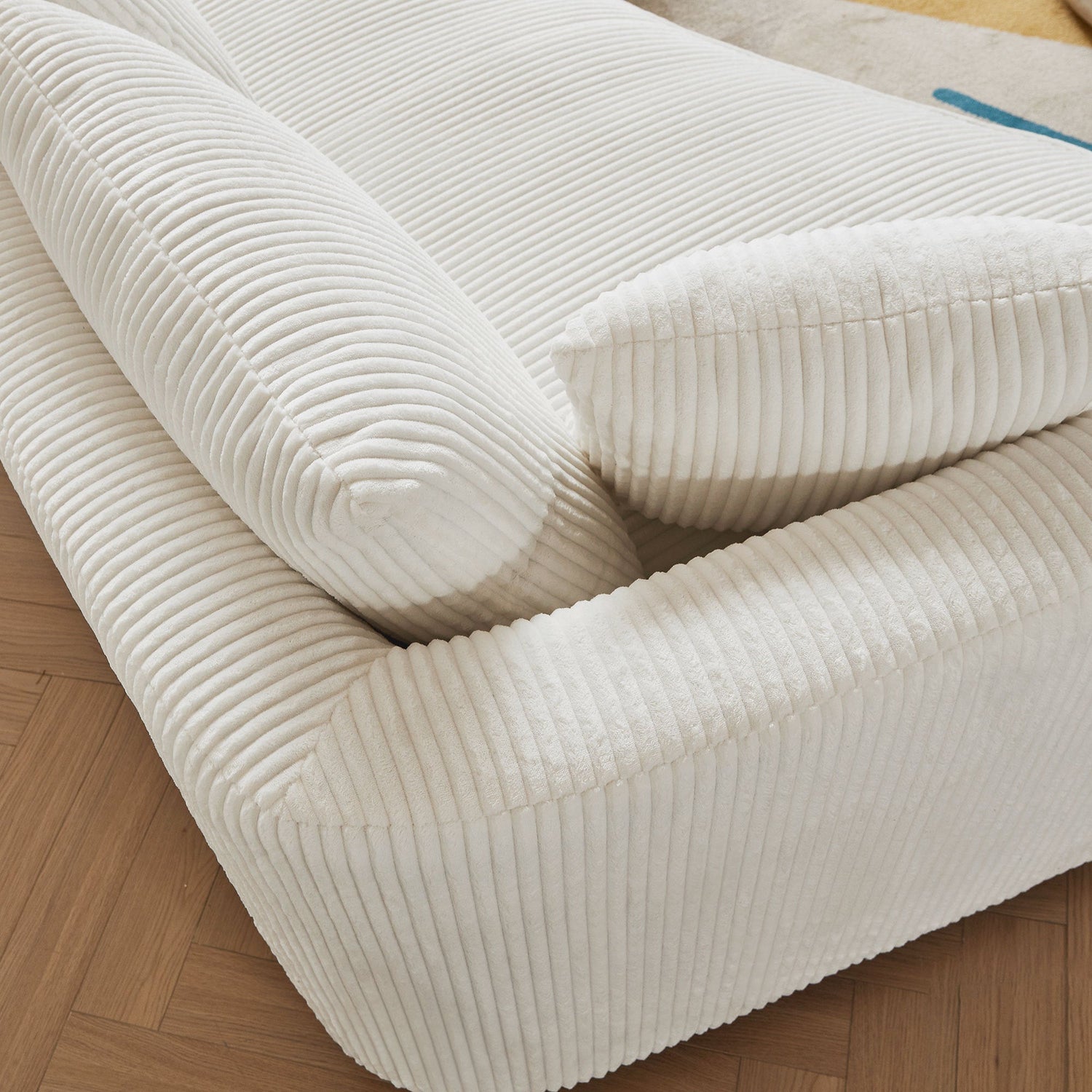 122.04 inch Corduroy Upholstered Sectional Sofa with Right Facing