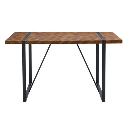 A minimalist retro rectangular dining table with a specially textured