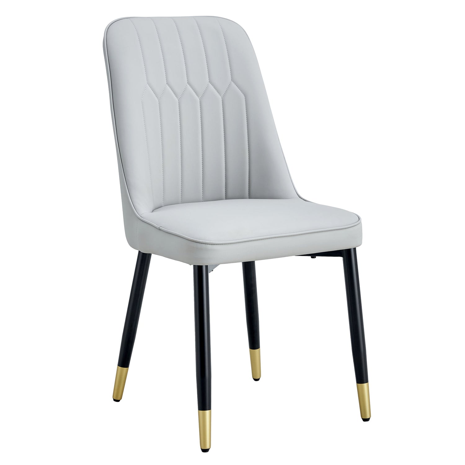Light gray dining chairs and living room chairs. PU material and metal