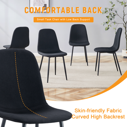 Luxury Simple Chair - Set of 4 BLACK Linen-Cotton Material High