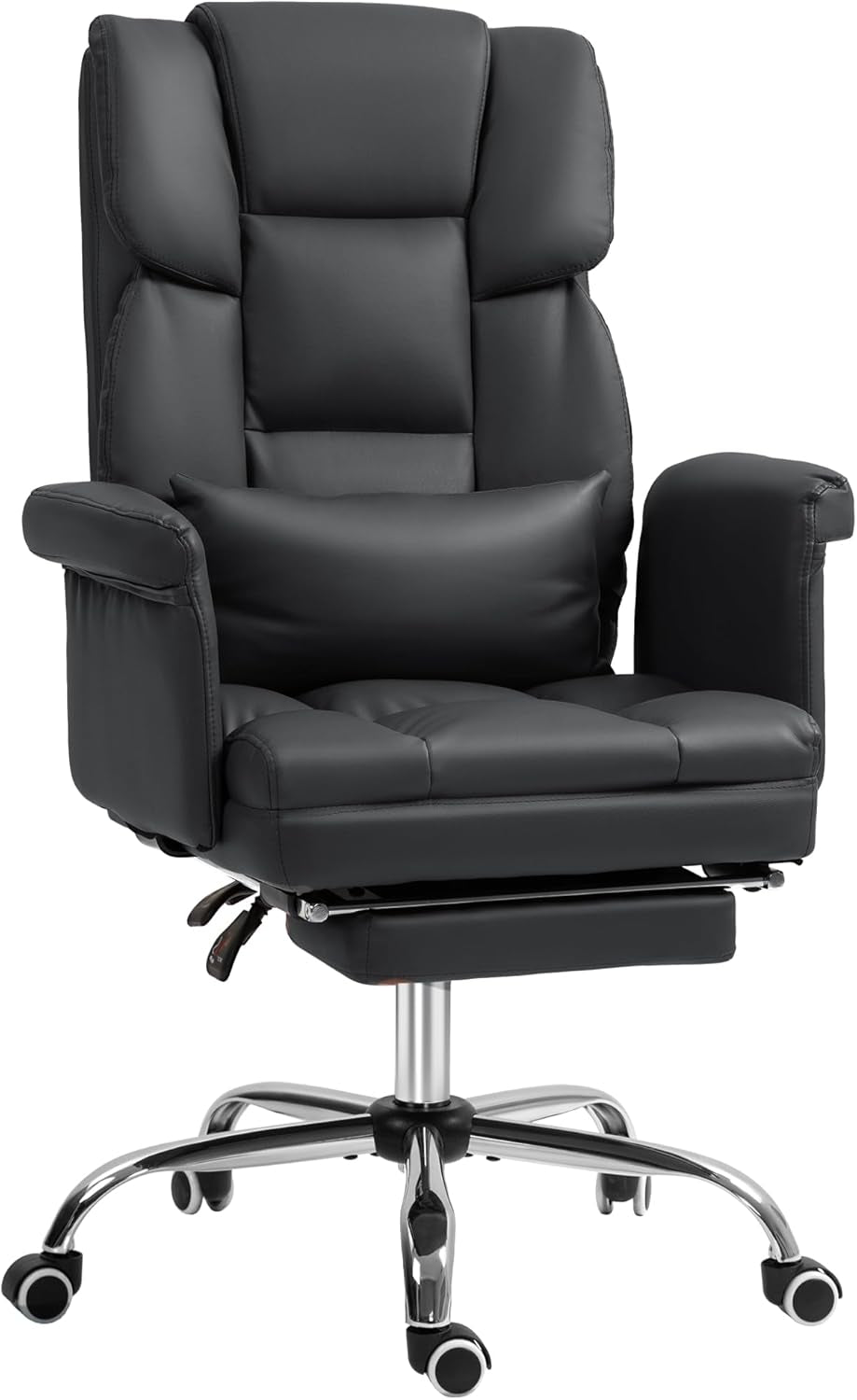 Executive Office Chair with Footrest and Lumbar Support, PU Leather