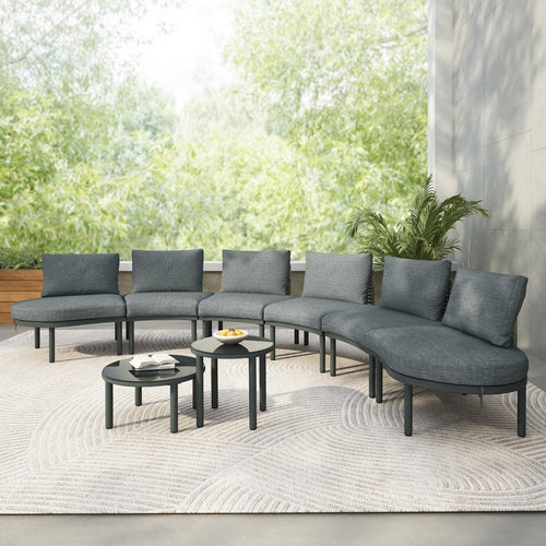8-Piece Patio Sofa Furniture Set, Half Moon Outdoor Sectional Sofa