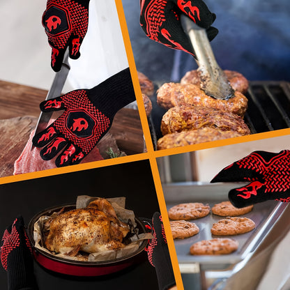 Heat Resistant Silicone BBQ Grilling Gloves, 2 pack