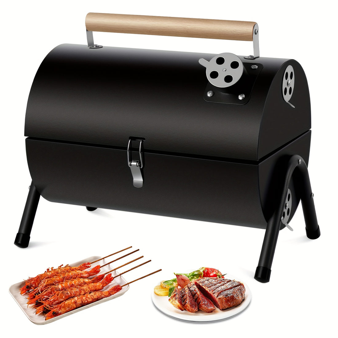 Compact Portable Charcoal Grill Barrel