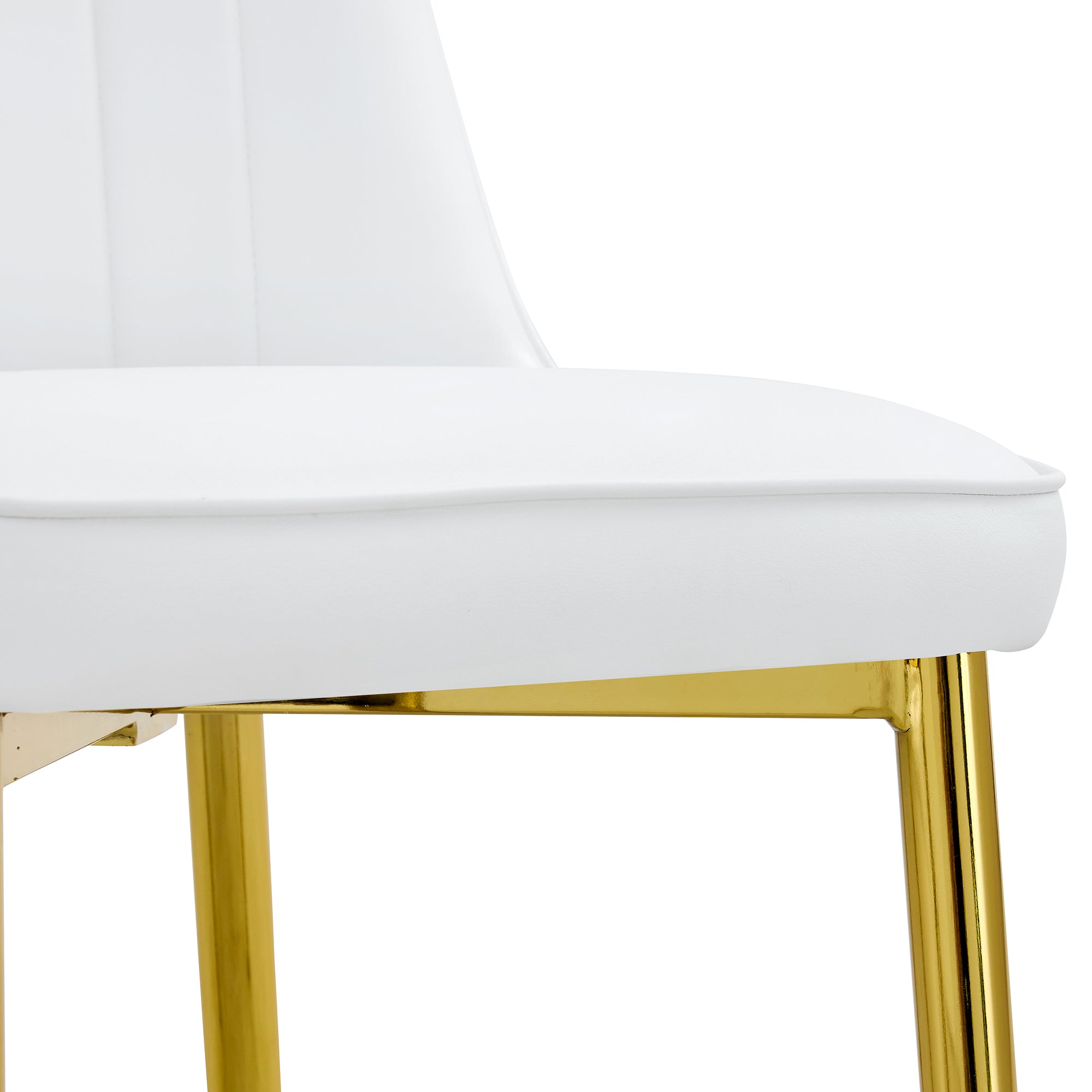 4 modern dining chairs, sleek PU leather backrest, and gold metal legs
