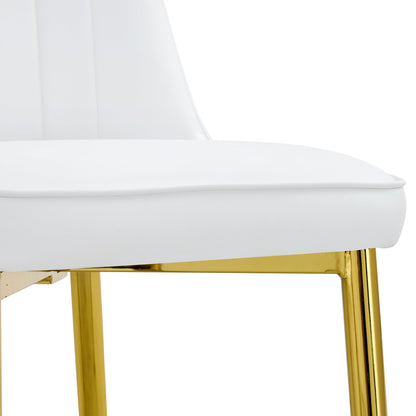 4 modern dining chairs, sleek PU leather backrest, and gold metal legs