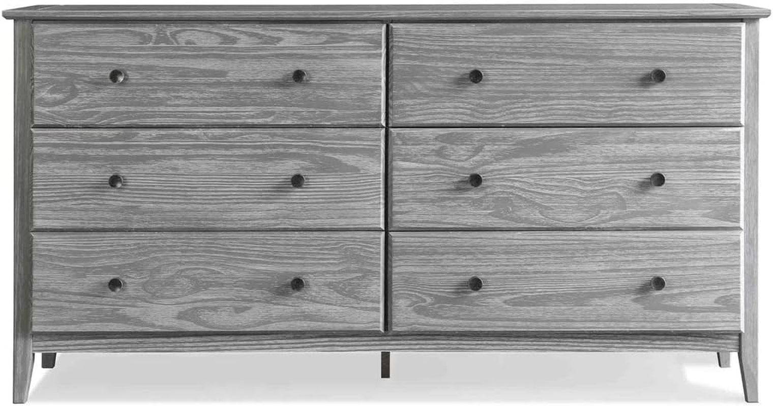 Greenport 6-Drawer Bedroom Dresser, Solid Wood with a Brushed White
