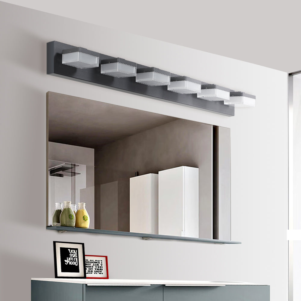 Modern 6-Light Black LED Vanity Mirror Light Fixture For Bathrooms And