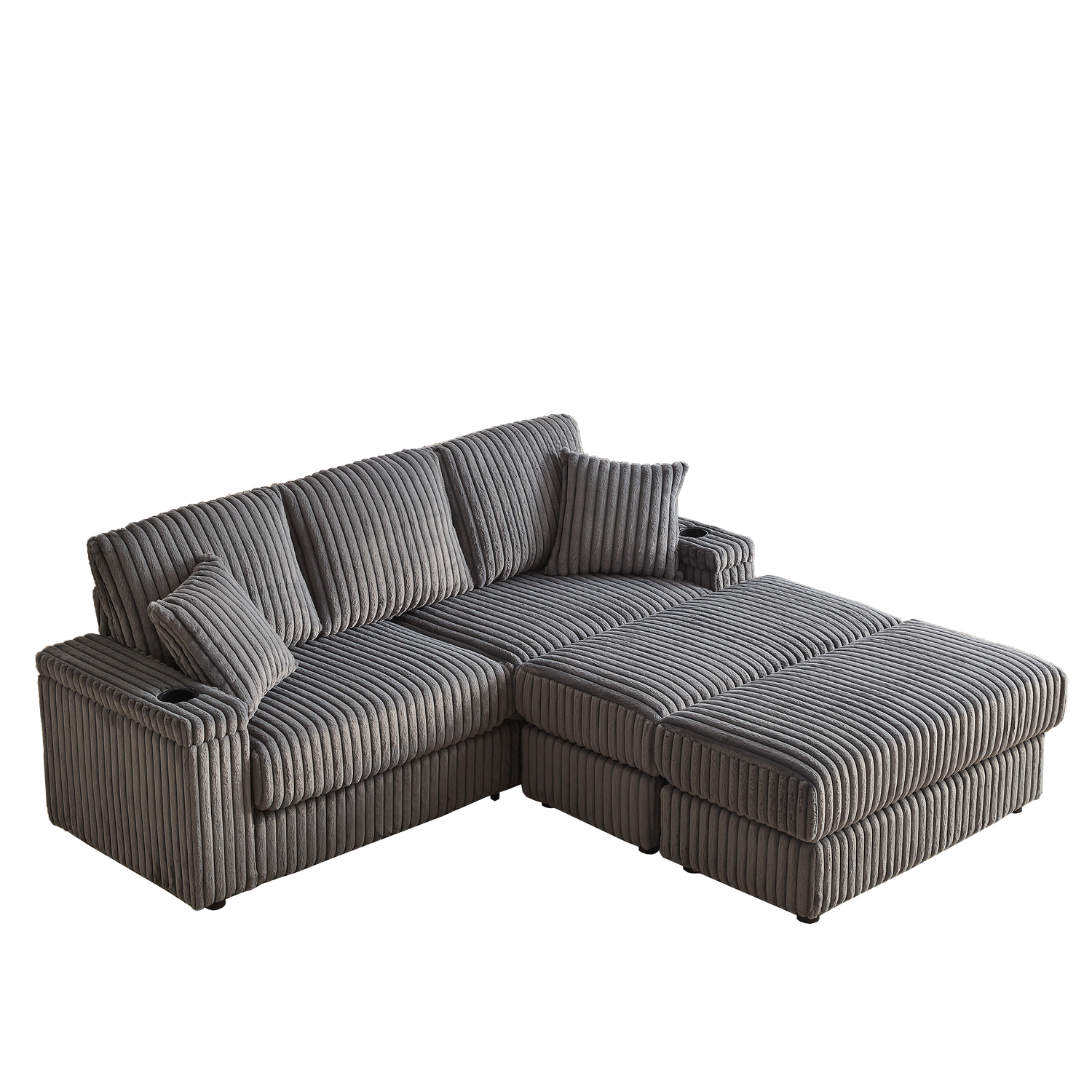 84Inch Corduroy 3-seater sofa With 3 back pillows ,2 toss pillows , a