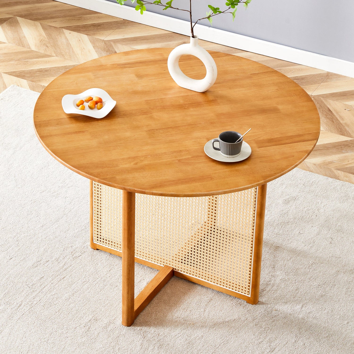 Chinese countryside retro solid wood round table, simple modern