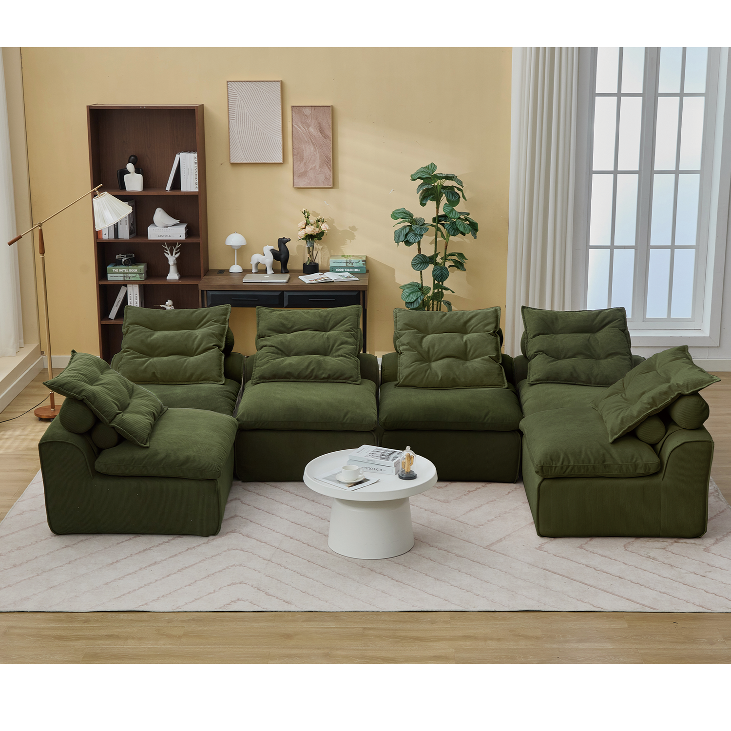 Modular Sofa,No Armrests,At will DIY,Corduroy ,Neck Pillow-Back Lounge
