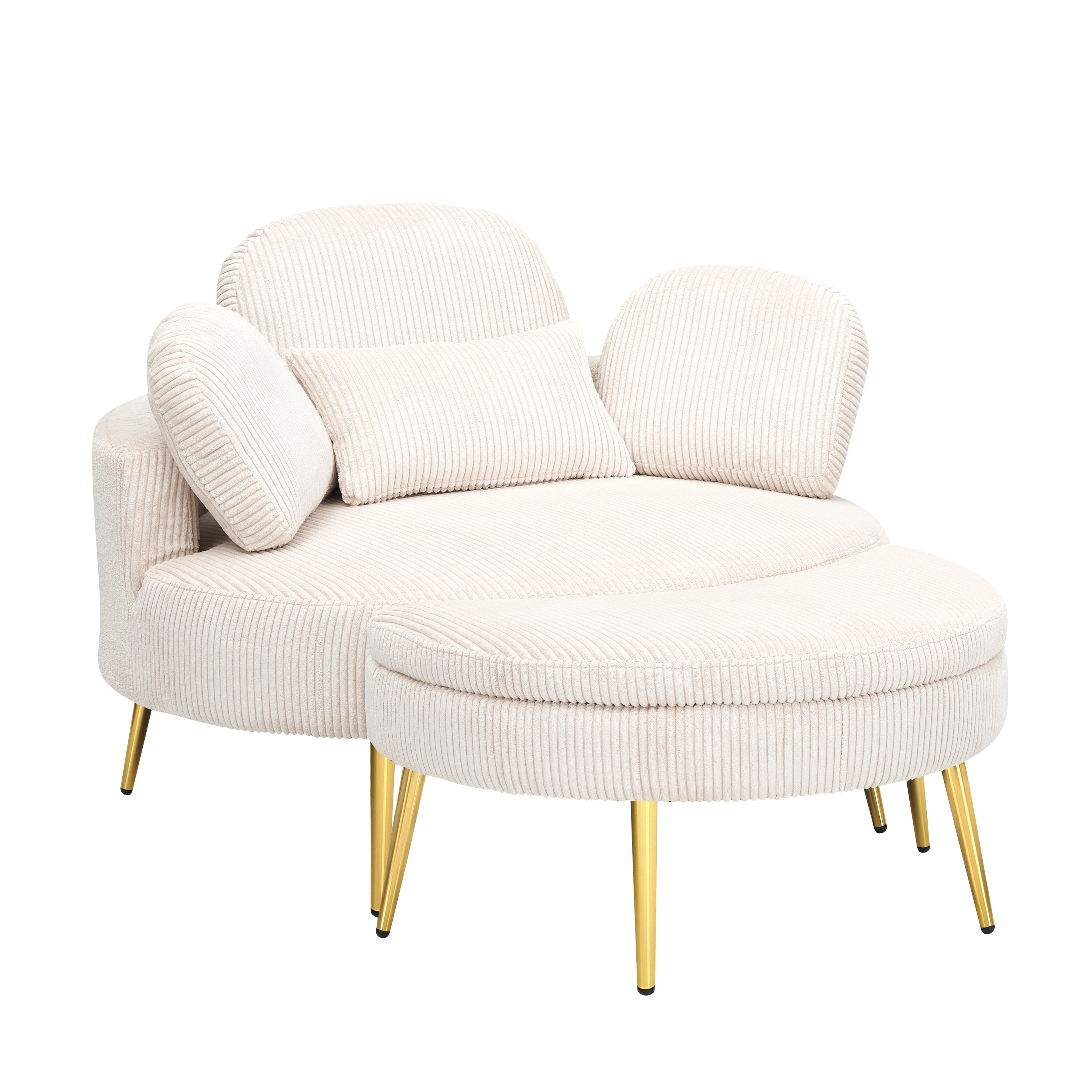 61 inches beige comfortable seat, small sofa with small end table,